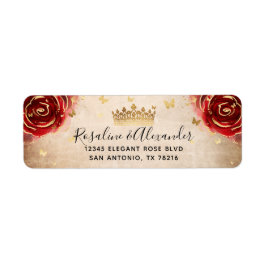 Vintage Rote Rose Black Gold Crown Rücksendeadress