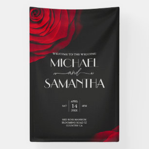 Vintage rote Rose Blütenhochzeit Banner