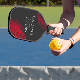 Vintage rote Rose Blütenhochzeit Pickleball Schläger