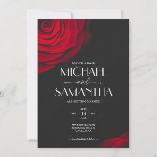Vintage rote Rose Blütenhochzeit Save The Date