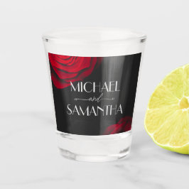 Vintage rote Rose Blütenhochzeit Schnapsglas