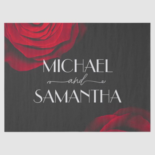 Vintage rote Rose Blütenhochzeit Seidenpapier (Vorderseite)