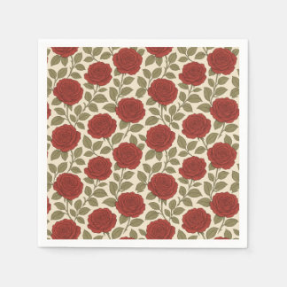 Vintage rote Rose Botanische Florale Cottagecore Serviette
