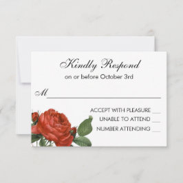 Vintage Rote Rose Botanische Hochzeit RSVP Karte