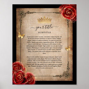 Vintage Rote Rose Gold Black Royal Perchpapier Poster