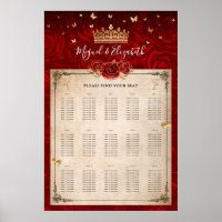 Vintage Rote Rose Gold Crown Floral Seating Charts