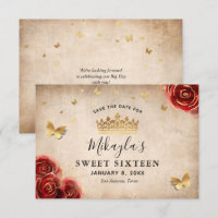 Vintage Rote Rose Goldenes Pergament