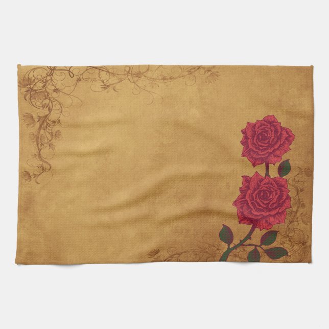 Vintage Rote Rose Handtuch (Horizontal)
