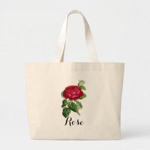 Vintage Rote Rose Illustration Personalisiert Jumbo Stoffbeutel