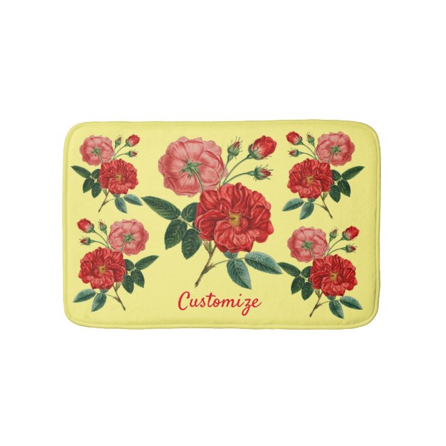 Vintage Rote Rose Illustration Thunder_Cove Badematte (Vorderseite)