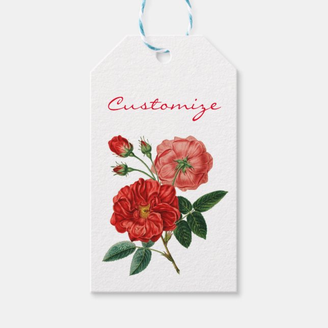Vintage Rote Rose Illustration Thunder_Cove Geschenkanhänger (Vorderseite)