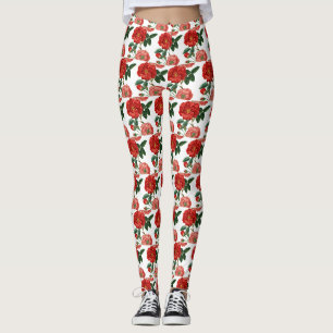 Vintage Rote Rose Illustration Thunder_Cove Leggings