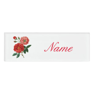 Vintage Rote Rose Illustration Thunder_Cove Namenschild