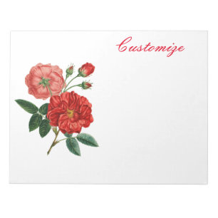 Vintage Rote Rose Illustration Thunder_Cove Notizblock