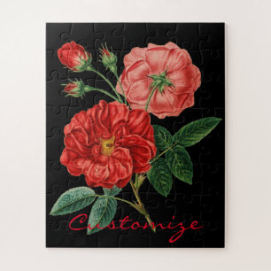 Vintage Rote Rose Illustration Thunder_Cove Puzzle