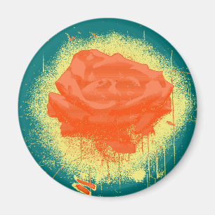 Vintage Rote Rose Kunst Magnet