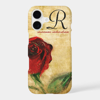 Vintage-Rote-Rose-Monogramm-iPhone-X-Hülle