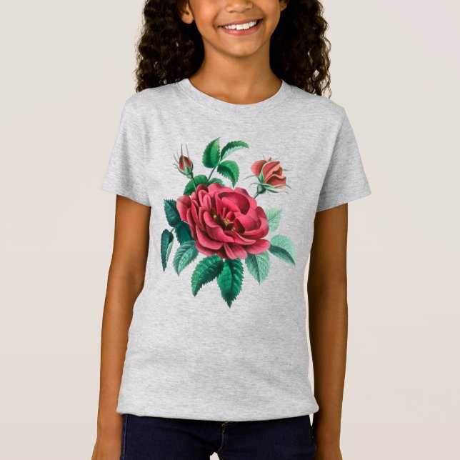 Vintage Rote Rose T-Shirt (Vorderseite)