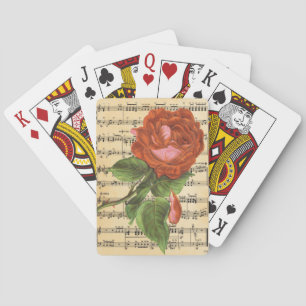 Vintage Rote Rose und Musik Spielkarten