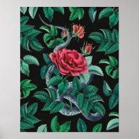 Vintage Rote Rose und Schlange
