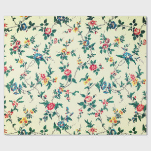 Vintage rote Rosen blaues Blumenmuster Geschenkpapier