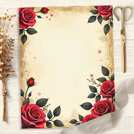 Vintage Rote Rosen Blumenschrift