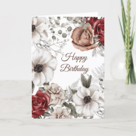 Vintage Rote Rosen Blumenwasser Geburtstag Karte