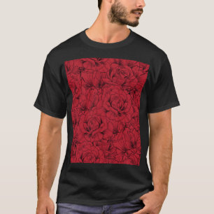 Vintage Rote Rosen Elegante T-Shirt