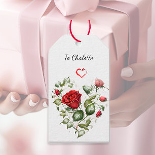 Vintage Rote Rosen Geschenkanhänger