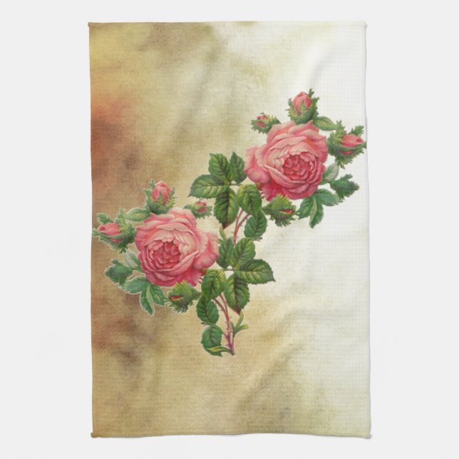 Vintage Rote Rosen Geschirrtuch (Vertikal)