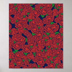 Vintage Rote Rosen Muster Valentine Art Blume Poster