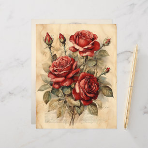 Vintage Rote Rosen Papierfass
