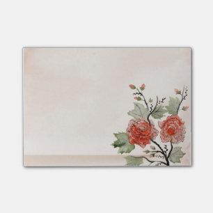 Vintage Rote Rosen Post-it®-Hinweise 4 x 3 Post-it Klebezettel
