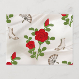 Vintage Rote Rosen Postkarte