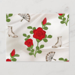 Vintage Rote Rosen Postkarte