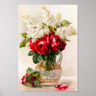 Vintage Rote Rosen und Babyatmen Poster