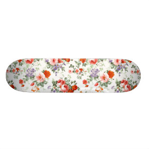 Vintage Rote Rosen und Blumen Skateboard