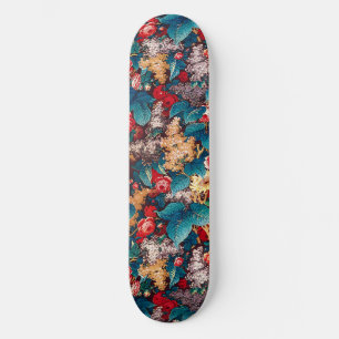 Vintage rote Rosen und lila Blumenmuster Skateboard