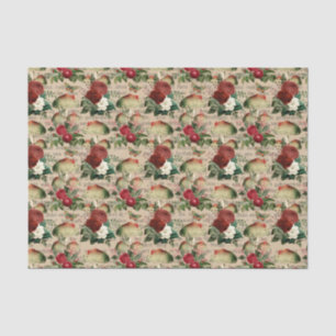 Vintage Rote Rosen und Pilze Seidenpapier