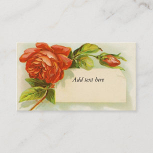 Vintage, rote Rosen, Visitenkarte