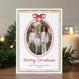 Vintage-Rote-Schleife-Weihnachten-2-Foto Feiertagskarte