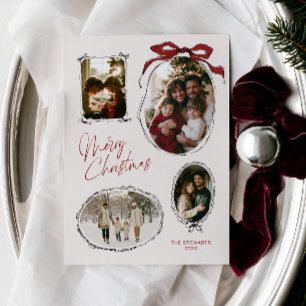Vintage rote Schleife Weihnachten Familienfoto-Col