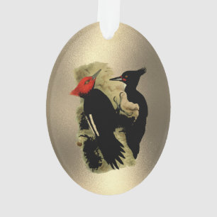 Vintage rote Schwarz Magellanic Spechte Weihnachte Ornament