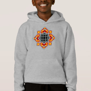 Vintage rote schwarze Barcelona-Fliese geometrisch Hoodie