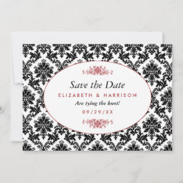 Vintage rote, schwarze und weiße Damaskus Save the Date