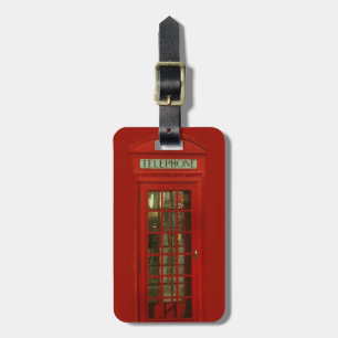 Vintage rote Telefonzelle Gepäckanhänger
