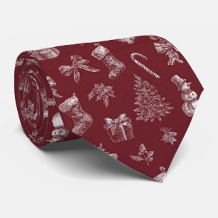Vintage rote Toile-Weihnachten mit Strümpfen (2) Krawatte
