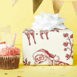 Vintage rote Toile-Weihnachtspapier  Geschenkpapier