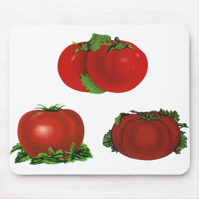 Vintage rote Tomaten Nahrungsmittel, Obst, Gemüse Mousepad (Vorne)