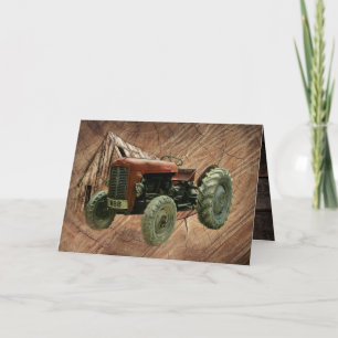 Vintage rote Traktor-Rustikale Barnabenkarte Karte